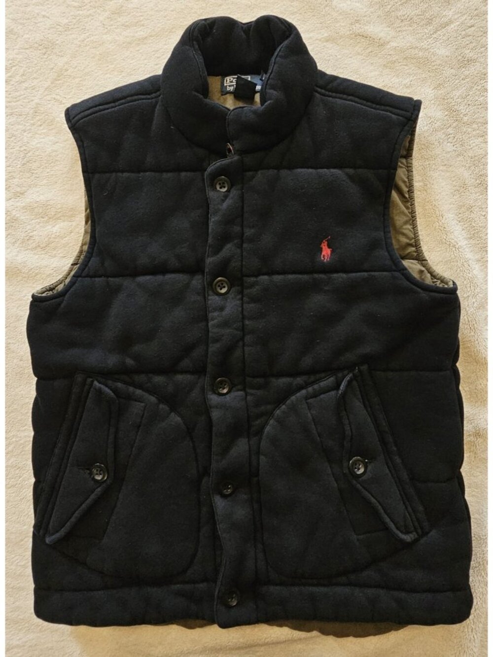 Vintage Polo Ralph Lauren Padded Puffer Vest Black Men's Size Large Medium VTG